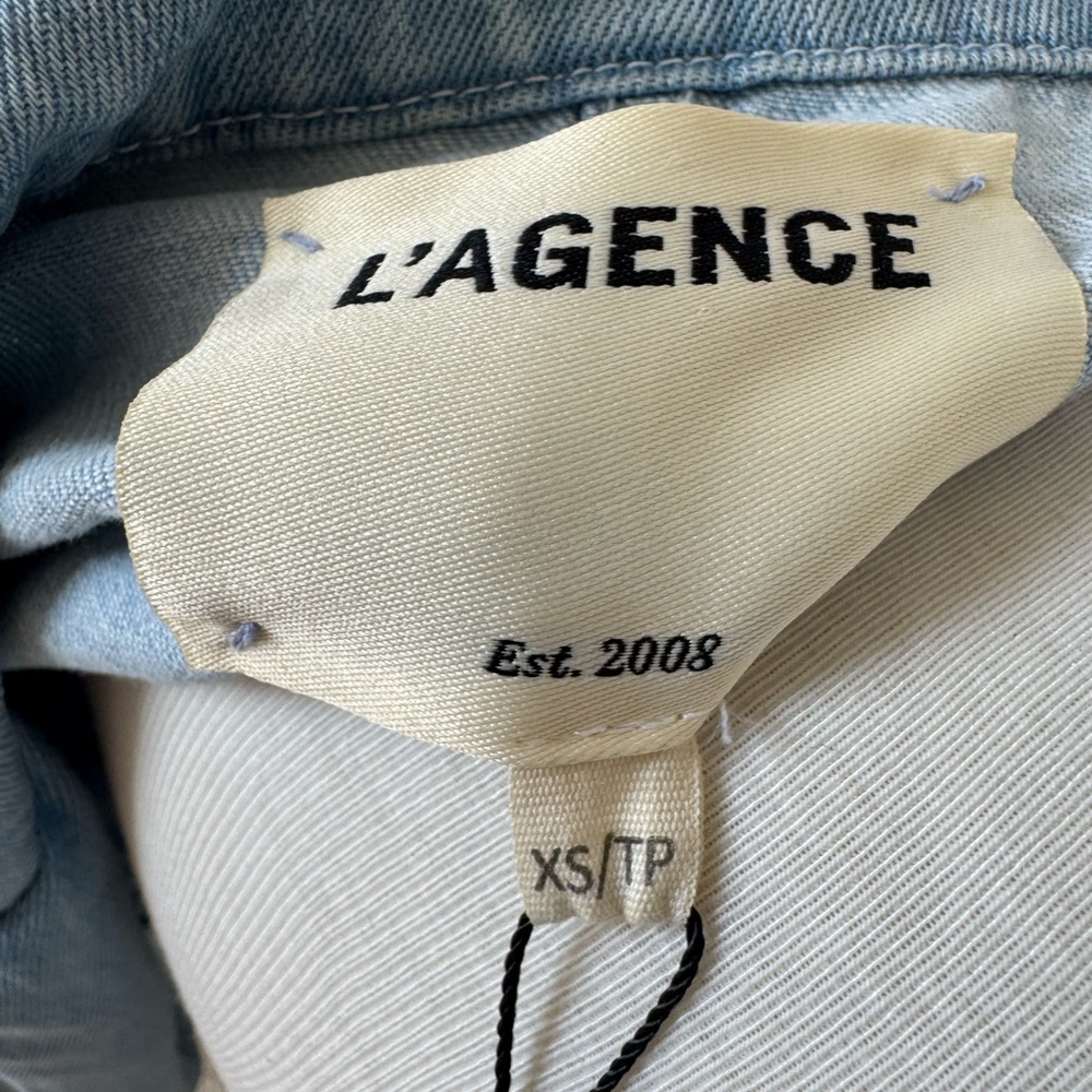 L'AGENCE Light Blue Double-Breasted Denim Jacket - Picture 6 of 7